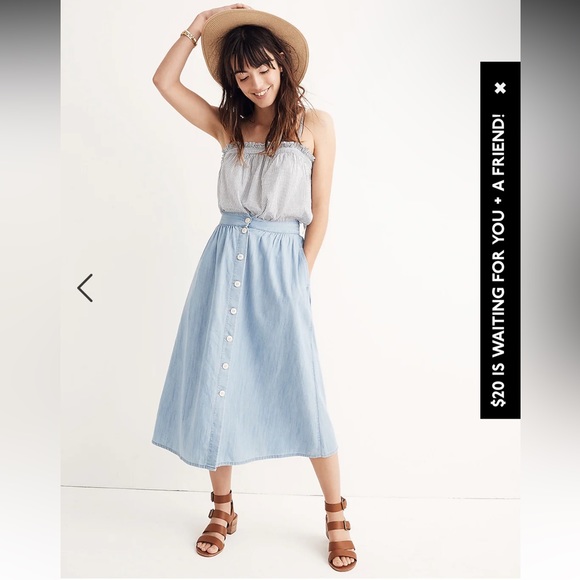 Madewell front button skirt size 2 - Picture 2 of 5
